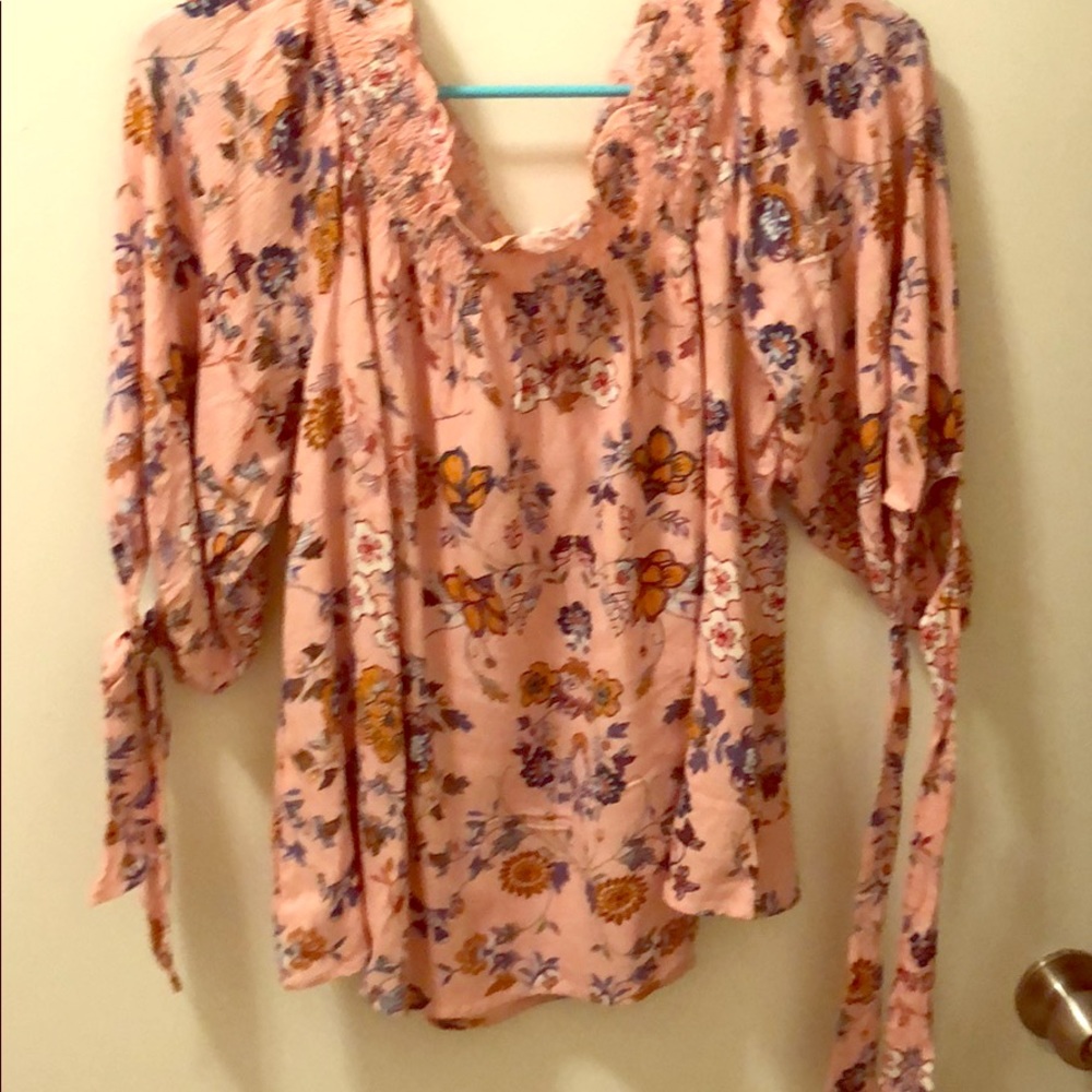 Pink top off shoulder